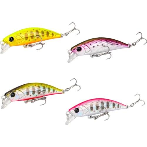TSURINOYA 4PC Minnow Hard Fishing Lure Bait 50mm 5g Sinking Water Mini Minnow Wobbler Treble Hooks Artificial Whopper Crankbait
