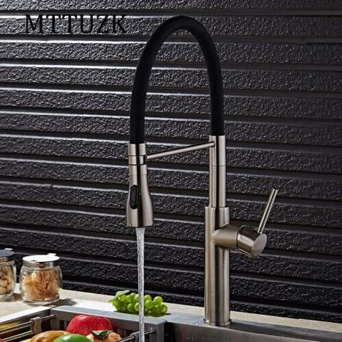 Kitchen Brushed Nickel basin Sink Faucet Deck Mount Pull Out Dual Sprayer Nozzle Hot Cold Mixer Water Taps Universal faucet
