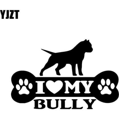 YJZT 14.8X9.6CM American Bully Bone Dog Pit Bull Car Sticker Vinyl Decal Cartoon Decor Black/Silver C24-1195