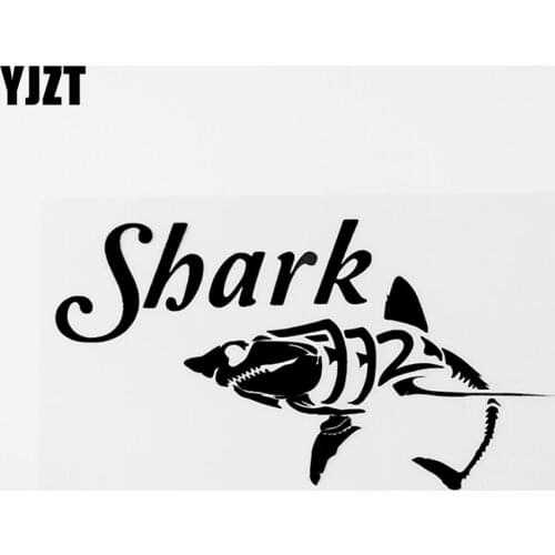 YJZT 15.3CM×8.4CM Ferocious Animal Shark Vinyl Bumper Car Sticker Decal Black/Silver 8C-0592