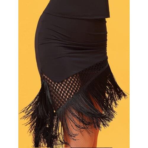 2021 Black Fashion Tassel Adult Latin Dance Skirt for Women/female/girl,Vogue Ballroom Costume Practice Dress Performance Wear