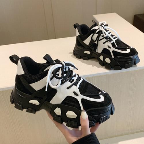 Summer Ins Paste Drill Dad Shoes Chunky Sneakers 2021 Mesh Breathable Platform Women Sneakers Vulcanized Shoes Zapatos Mujer