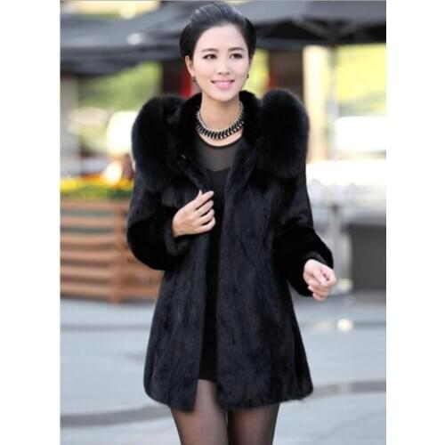 Fashion Black/White Fashion Imitation Fur Overcoats Large Size Hooded WomenS Winter Autumn Warm Manteau Femme S/9Xl J3268
