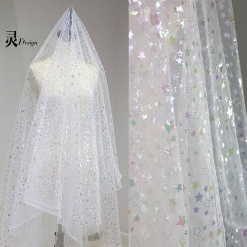 Star gradient magic color soft yarn curtain dress wedding skirt background cloth designer fabric