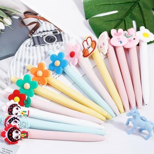 20 PCs Creative Click Gel Pen Cute Cartoon Click Pen Student Writing Implement Office Signature Pen 0.5mm Black