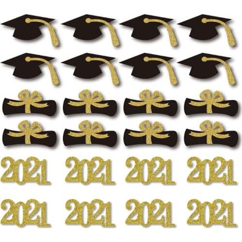 2021 Graduation Paper Cupcake Toppers, 48 PCS Food Appetizer Picks For Graduation Party Mini Cake Decorations, Grad Cap Set