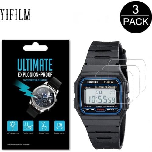 3Pack Fashion Nano Explosion-proof Screen Protector For Casio Mens F91WM F-91WM Watch Screen Guard LCD Protection Film