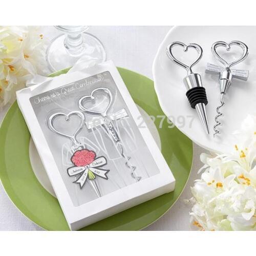 Wedding Favors Gifts Born of a couple Wine opener Personalized Cheers to a Great Combination Corkscrew and Stopper Sets 400pcs