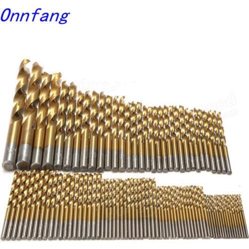 50pcs/99pcs Titanium HSS Drill Bits Coated Multi Spec Stainless Steel HSS High Speed Drill Bit Set For Electrical Drill Tools