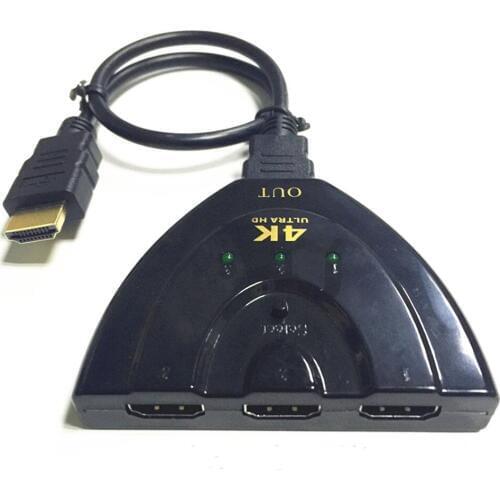 50pcs/lot* 4K *2K 3 Port HDMI Splitter sp1080P 3D Switcher 3x1 Auto Switch 3-In 1-Out Pigtail Converter 1 in 3 out Cable