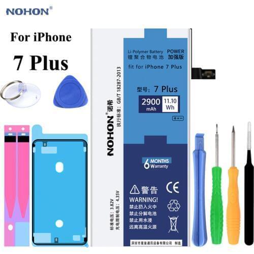 New NOHON Battery For Apple iPhone 7 Plus iPhone7 Plus i Phone Real Capacity 2900mAh Replacement Cell phone Bateria + Free Tools