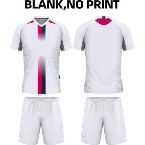 White Football Shirts Soccer Uniforms Set Quick Dry 100%Polyter Football Team Wear Sportswear