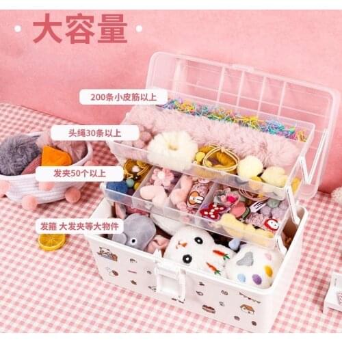 Transparent Multilayer Plastic Box Cosmetics Jewelry Jewelry Manicure Storage Box Hair Tie Hairpin Hair Accessories Storage Box