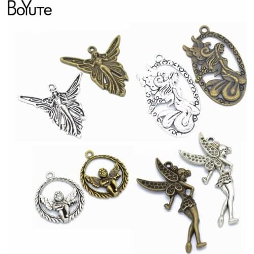BoYuTe (20 Pieces/Lot) Metal Alloy Angel Elf Flying Fairy Pendant Charms Diy Hand Made Jewelry Accessories