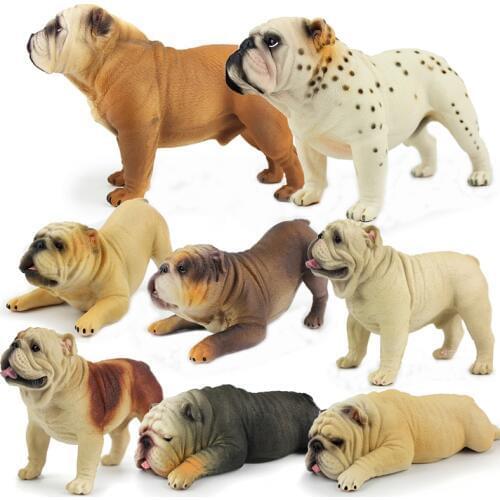 British Bulldog Simulation Animals Brown Bulldog Action Figures Pet Dog Model Figurine Collection Toys Kids Gifts