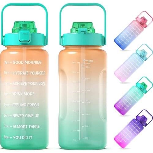ZOMAKE Half Gallon Water Bottle with Time Marker & Straw - 64 oz BPA Free Large Motivational Sports Water Bottle Leak Proof