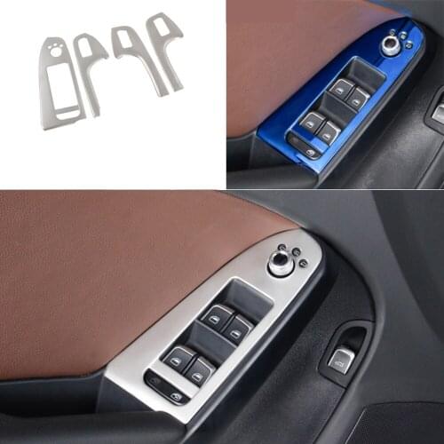 CNORICARC Car Styling Door Window Glass Lifter Button Frame Cover Trim Strip For Audi A4 B8 LHD Interior Armrest Handle Sticker