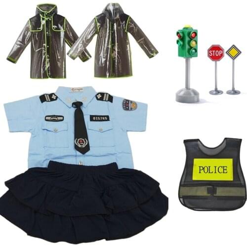 Kids Traffic Police Officer Military Uniform Set Cops Cosplay Costume Baby Boys Girls Children Halloween Party Carnival Outfit