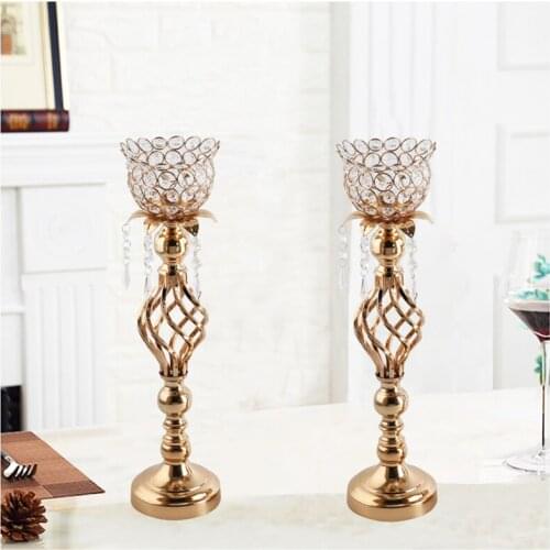 Europe Gold Crystal Candle Holder Wedding Candelabra Table Centerpieces Decorative Romantic Home Candlestick Candelabros