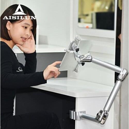 Foldable Multifunctional Tablet Phone Holder Clamp Car Stand Aluminum 360 Rotation Wall Mount Bed Bracket for iPad Air Mini 7-11