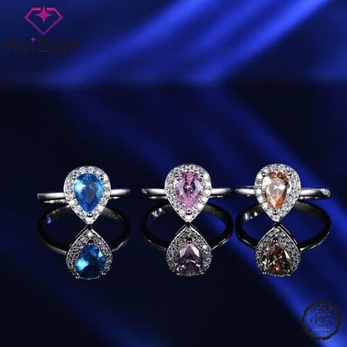 HuiSept Women Ring 925 Silver Jewelry Accessories Water Drop Shape Finger Rings for Wedding Promise Bridal Party Gifts Wholesale