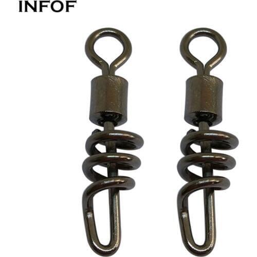 INFOF 100 pieces/lot Rolling Swivels with Screwed Snap Fishing Swivel Snap Stainless Steel Fishing Connector Terminal Tackle