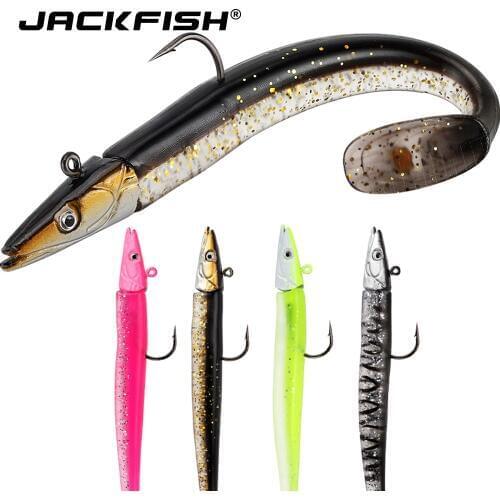 JACKFISH Lead Jig Head Soft Lure 11.8cm/15g Soft bait with Fishing Hook Swimbaits fishing Tackle Pesca Soft Fishing Lure