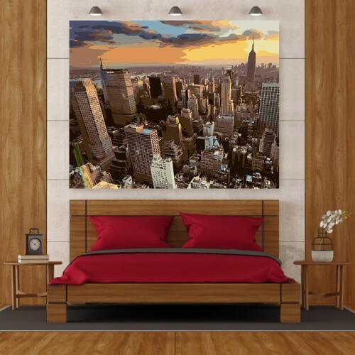 Dusk city architecture landscape oil painting DIY painting digital art painting digital family Hotel decorative painting