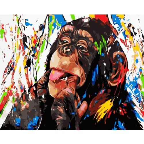 Painting By Numbers DIY Dropshipping 40x50 50x65cm Doodle cute orangutan Animal Canvas Wedding Decoration Art picture Gift