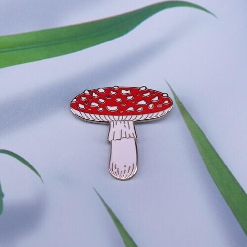 Red Toadstool Mushroom Enamel Pin forest poisonous funji Brooch Amanita muscaria accessory