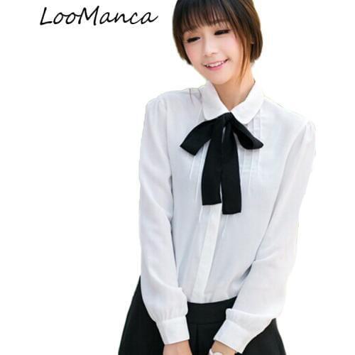 Блузки с галстуком LooManca China At AliExpress