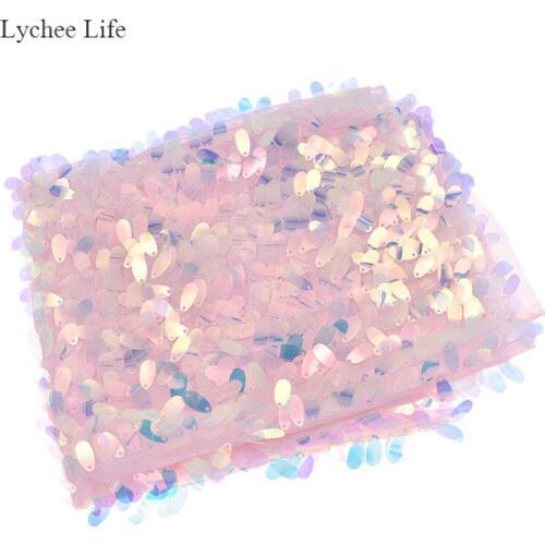 Lychee Life 1/2Yards Sequins DIY Sewing Fabric For Handmade Crafts Women Garment Decoraion Home Textile Accessories