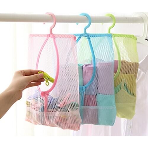 Multifunction Folding Hanging Bag Storage Laundry Clothes Net Bags Organizer Closet Rack Hangers Bathroom Accessories EJ872720