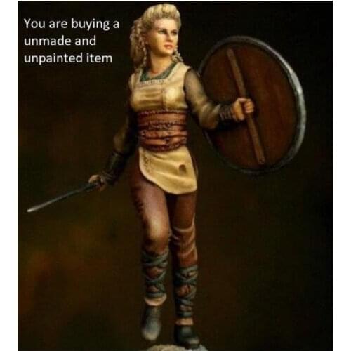 New Unassembled 1/24 75mm Viking Shieldmaiden Lagertha Army soldier Resin Kit DIY Toys Unpainted resin model