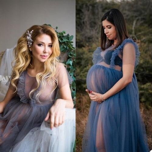 New Pregnant Women Photo Robes Off Shoulder Long Sleeves Lace Mermaid Sleepwear Bathrobe Ladies Mesh Prom Bridesmaid Shawel