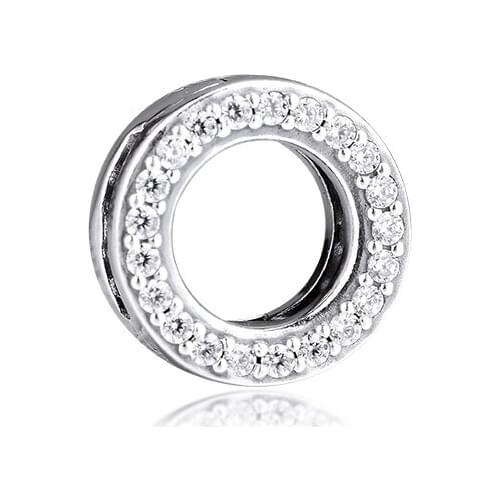 Circle of Pave Clip Charm Woman 925 Silver Beads For Jewelry Making Fits Reflexions Bracelets & Bangle Sterling Silver Jewelry