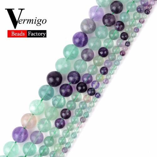 Factory Wholesale Colorful Fluorite Stone Beads Natural Round Loose Beads For Jewelry Making Diy Bracelet Necklace Jewellery 15"