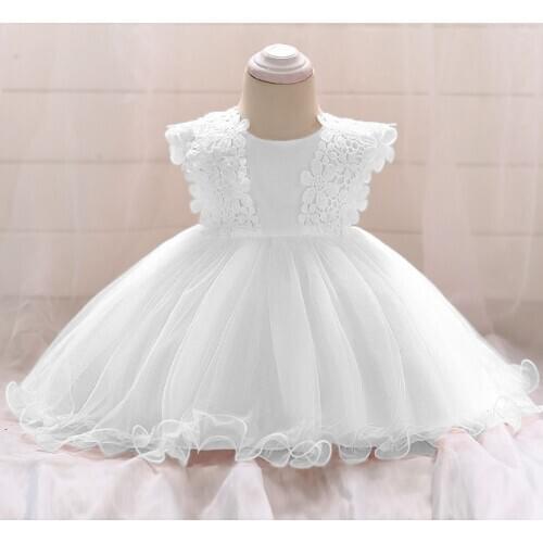 Toddler Girl Dresses Infant Baptism Clothes Newborn Baby Girls Dresses Little Girls Clothing Baby Flower Shoulder Straps Dress