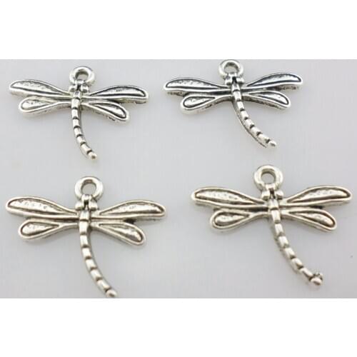 60pcs Tibetan Silver/Bronze Cute Dragonfly Charms Crafts Pendants 18x14mm Jewelry Making
