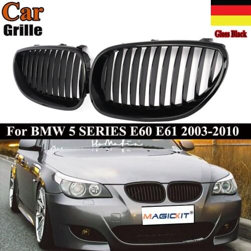 MagicKit Pair Front Glossy Kidney Grilles Grills Hood For BMW E60 E61 M5 5 Series 03-10