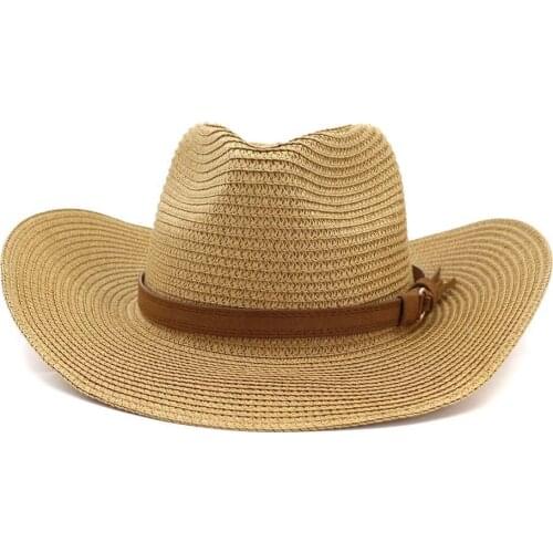 Panama Hat Summer Sun Hats for Women Man Sombrero Beach Straw Fedora Hat UV Protection Cap Chapeau Khaki Wide Brim Trilby