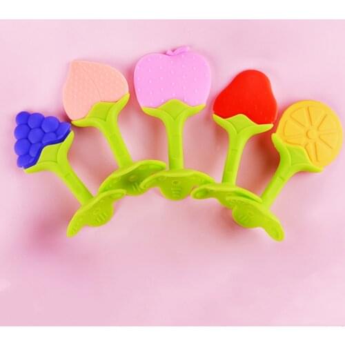 Silicone Baby Gutta Percha Fruit Shaped Chewing Gum Neonatal Two Color Three Dimensional Gutta Percha Molar Stick Silicone Beads
