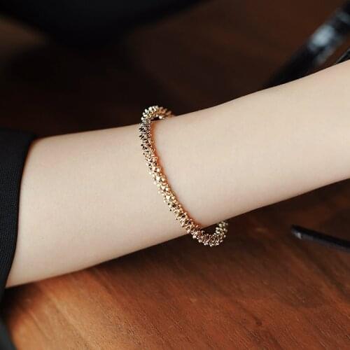 TIMEONLY Stylish Metallic Beads Adjustable Open Bangle for Women Mujer Gold Color Alloy Charm Bangles Minimalist Accessories
