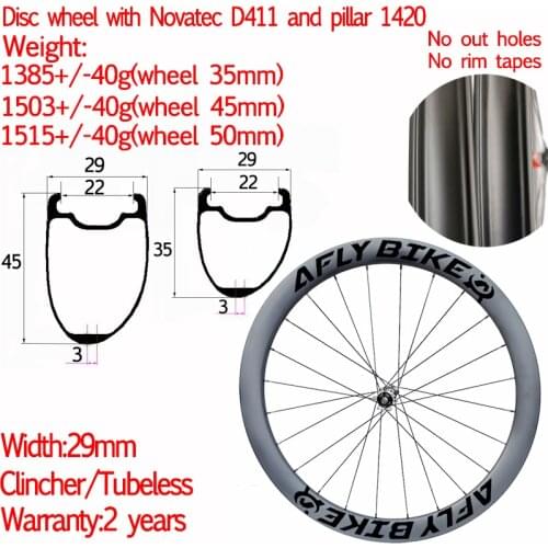 Light AFLY Asymmetrical Width 29mm Carbon Road Bike Disc Brake Wheels 35/45/50mm Tubeless Gravel Cyclocross Wheelset Pillar 1420