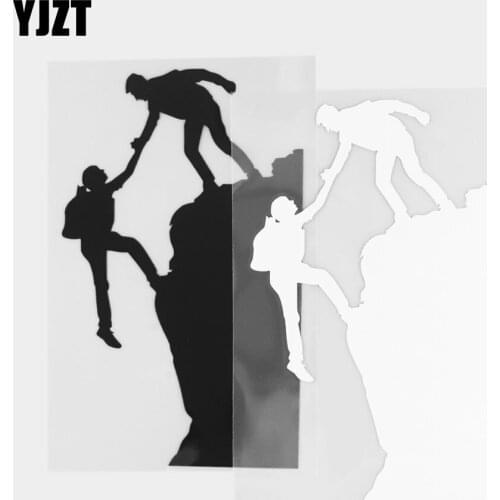 YJZT 10.9×17.4CM Creative Adventure Mountaineering Mutual Aid Pattern Vinyl Decal Car Sticker Decoration Black/Silver 20A-0434