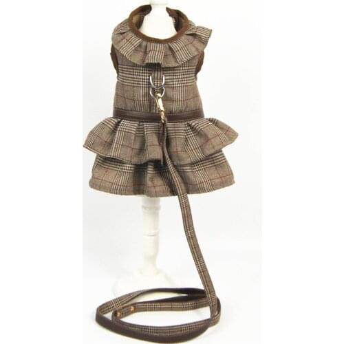 Harness Costume Pet Dog Lead Leash Cat Puppy Poodle Pomeranian Pug French Bulldog Dog Clothing Winter Dog Dress Tutu