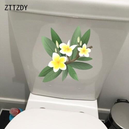 ZTTZDY 22.6*18.7CM Plumeria Flower Creative WC Toilet Sticker Home Bedroom Wall Decal Decor T2-0156