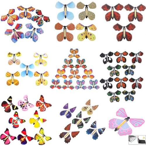 1/2/3/5/10pcs Magic Butterfly flying Card Toy with Empty Hands Butterfly Wedding Magic Props Magic Tricks color random