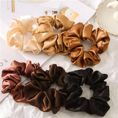 1 PC Satin Silk Solid Color Scrunchies Elastic Hair Bands 2020 New Women Girls Hair Accessories Ponytail Holder Hair Ties Rope