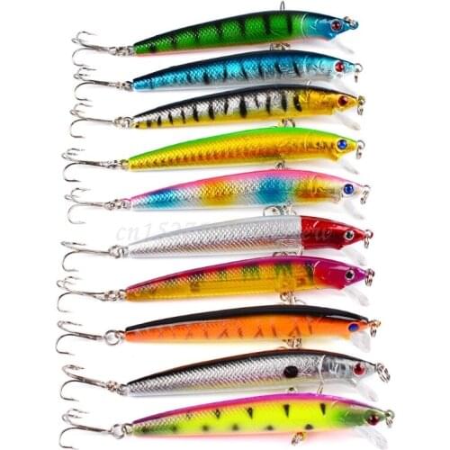 10Pcs/Pack 9.5cm 8.5g Hard Aritificial Wobblers Minnow Fishing Bait Lure Floating Bait Fish Tackle